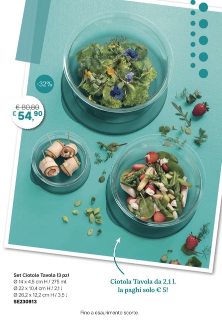 Set 3 Ciotole Tavola Tupperware Nuovo Natale Sconti Regali Saldi