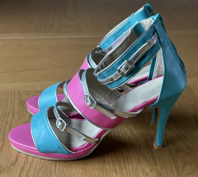 BPC BONPRIX COLLECTION Blue & Pink Strappy Heels Women's Size 40 UK 7  £19.99 - PicClick UK