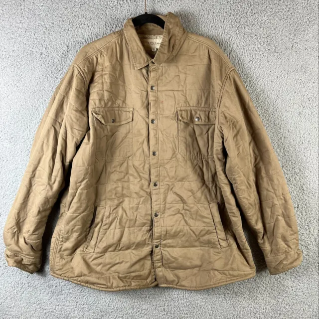 Sonoma Jacket Mens XL Khaki Sherpa Lined Quilted Long Sleeve Shaket Work Coat