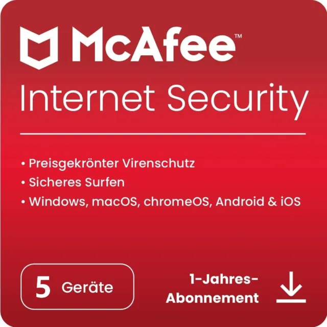 McAfee Internet Security 2024 5 Geräte 1 Jahr | VOLLVERSION / Upgrade| Antivirus