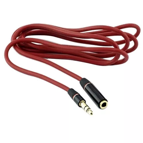 4ft 3.5MM Audio Aux Headphone Cable Extension Stereo Cord Red Male to Female