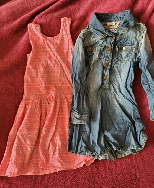 Girls Clothing Bundle Age 7 Years - Denim Dress - Pink Summer Dress