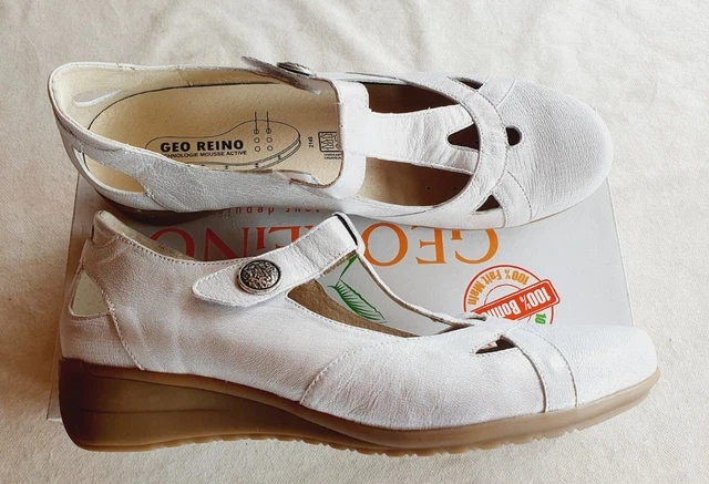 Chaussures en cuir argenté neuves Geo Reino modèle Estiari taille 38 (pa)