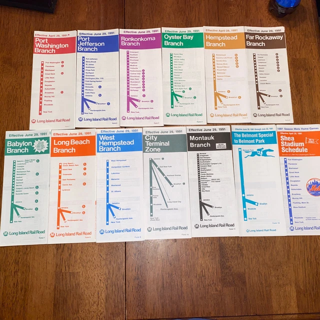 Set of 13 1991 Long Island Rail Road Timetable LIRR Train Schedule NY Mets