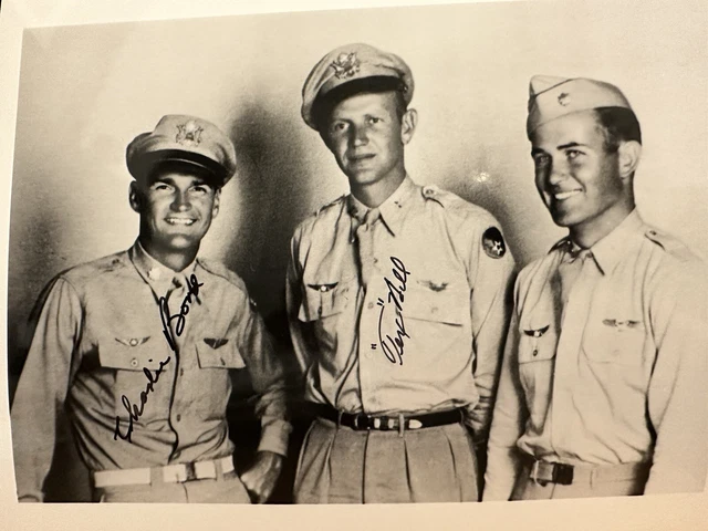 SIGNED 8x10 Group Photo, Signed By Flying Tiger Aces Tex Hill And Charlie Bond