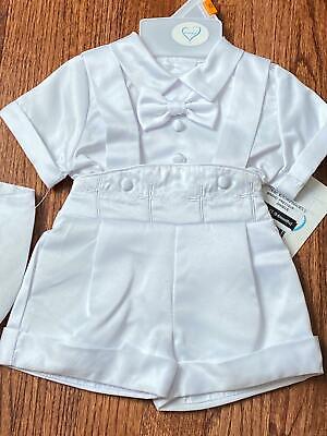 Baby Boy Christening Baptism white Outfit SHORT PANTS size XS-S-M-L-XL /#15814