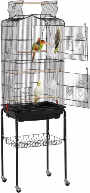 Cage Oiseau Sur Pied Voliere Oiseaux Interieur Decorative 46 X 35 X 162,5 Cm Toi