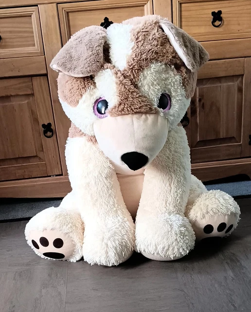 HUSKY STYLE DOG Large Sized Plush Approximately 36" With Pink Eyes And
