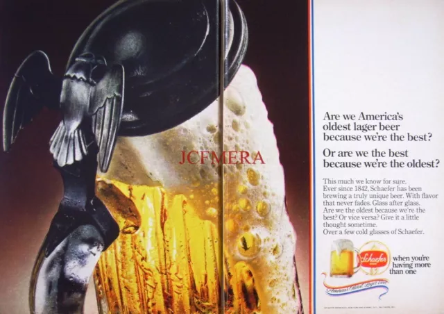 SCHAEFER Beer 1968 Advert Print #3 - Original Ad Ideal to Frame