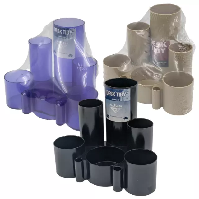 Italplast Desk Tidy Tubes 6 Compartments Black Beige Tinted Purple