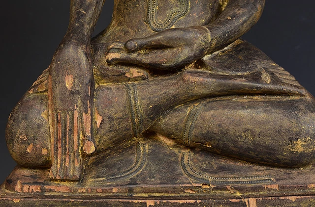 17th - 18th Century, Shan, Antique Burmese Wooden Seated Buddha 4