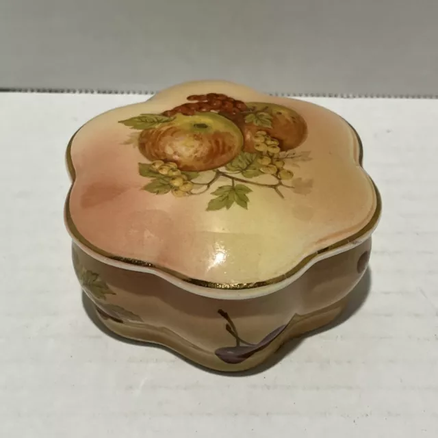 Vintage Palissy Porcelain Fruited Trinket Box Royal Worcester Co.