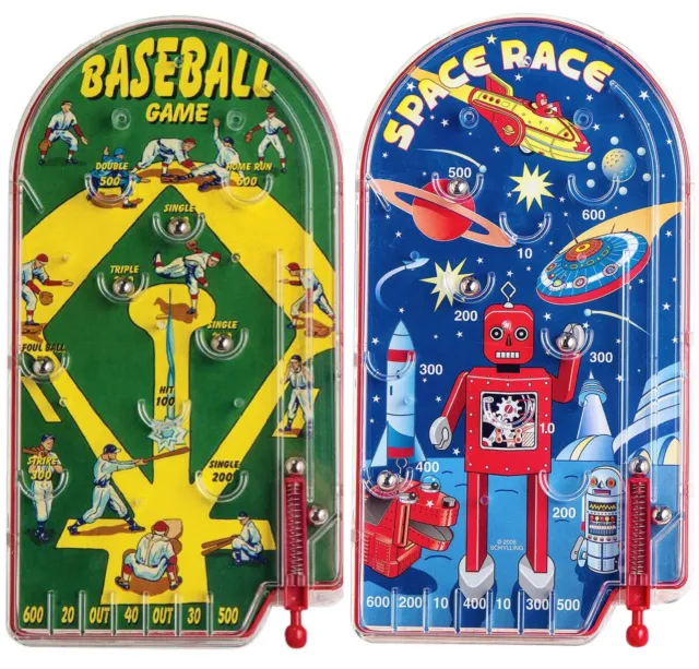 Schylling Classic 10" Pinball Games Space Race & Home Run! Baseball Gift Set ...
