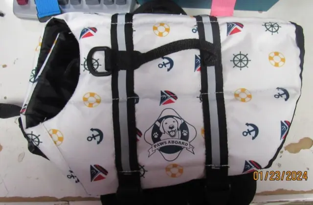 Paws Aboard Size Small DOG Life Vest Jacket Cute Nautical Theme