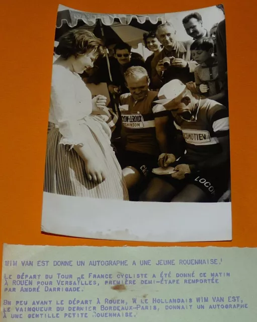 Rare Photo Presse Cyclisme 1961 Tour France Wim Van Est Rouen Wielrennen