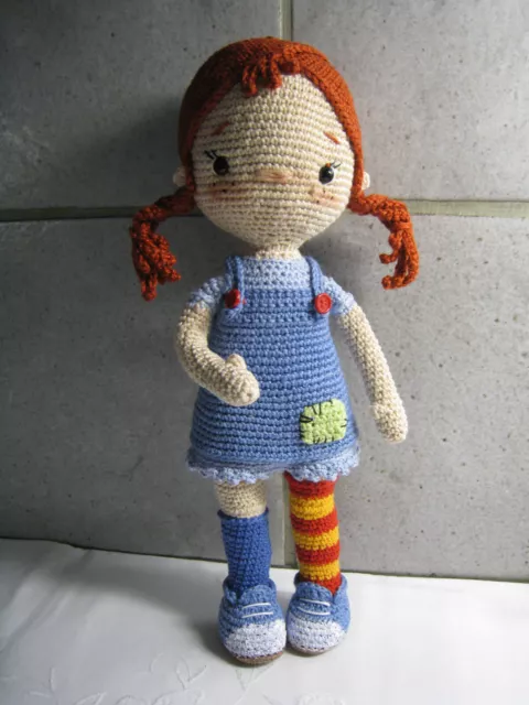 PIPPI  -  gehäkelte Puppe, Amigurumi, Handarbeit, 34,0 cm (Lalylala-Art)