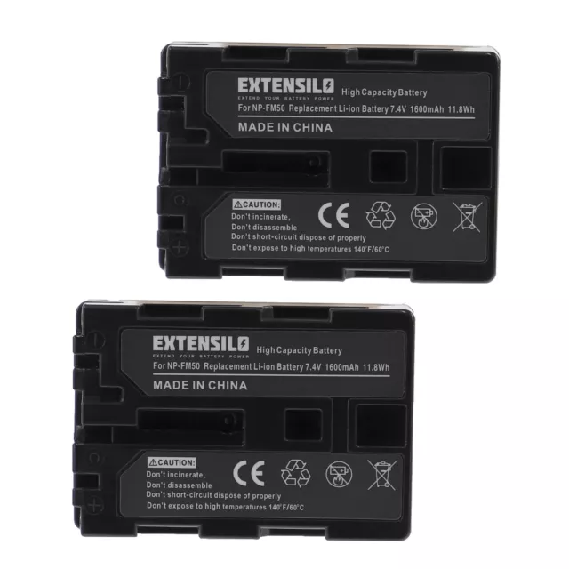 2x Batterie 1600mAh pour Sony NP-QM71, NP-QM71D, NP-QM91, NP-QM91D