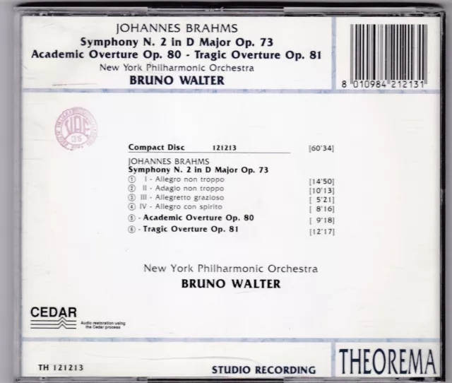 Bruno Walter, New York Philharmonic - Brahms: Symphony No. 2, Overtures 2