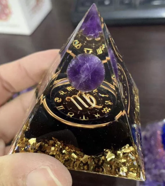 Amethyst Virgo Zodiac Orgone Pyramid Crystal Chakra Energy EMF Protection