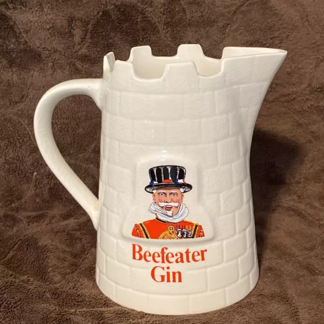 Vintage Beefeater Gin Ceramic Castle Pitcher, England by Kobrand, Bar Man Cave