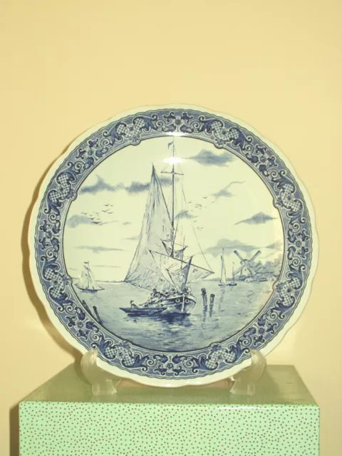 Delfts By Boch Holland Royal Sphinx Heavy 12 1/4" Wall Plate Sailboat/Windmills