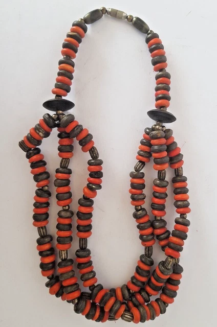 Ancien Collier Perle Argent Massif - Chaîne Style Art Nouveau, Superbe état!
