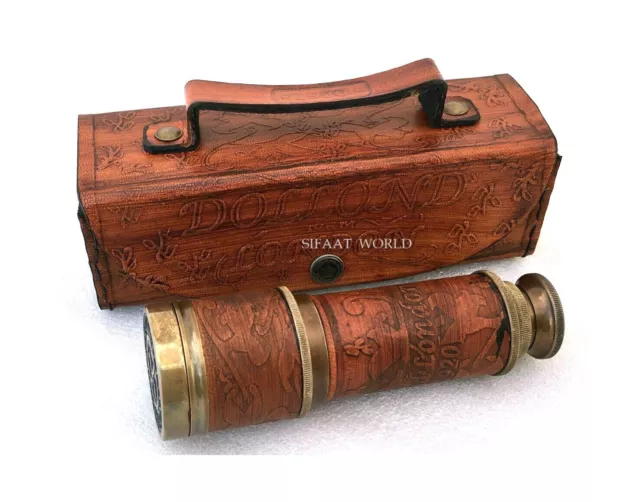 Nautical Hand Held Brass Spyglass Telescope, Galileo Telescopes Binoculars Gift