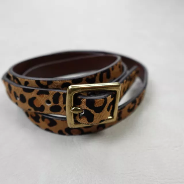 Cheetah Womens Leather Belt Extra Large Faux Cowhide Leopard Print Skinny