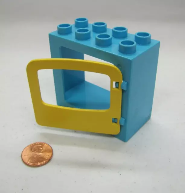 Lego Duplo YELLOW & AZURE BLUE WINDOW PANE DOOR UNIT Building Block 2x4 #3