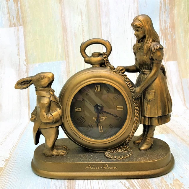 ALICE IN WONDERLAND Table Clock Watch White Rabbit Figure Disney ...