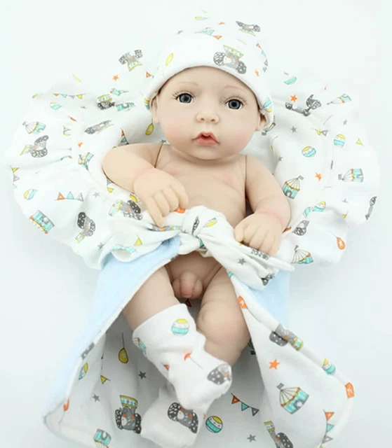 Reborn Baby Dolls Silicone Vinyl Full Body  Mini 10" Alive Washable for Boy