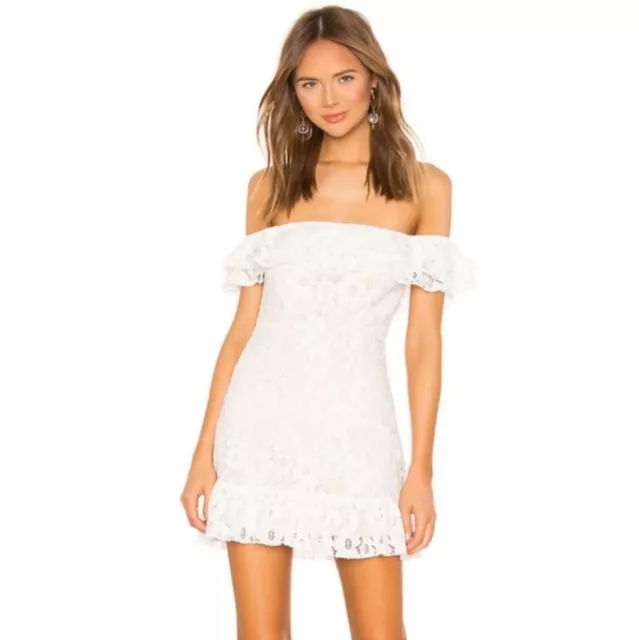 Superdown Samantha Revolve Lace Off The Shoulder Mini Dress White Size Medium