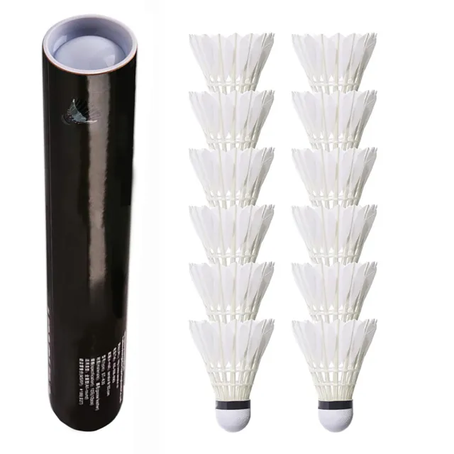 Badminton Goose Feather Shuttlecocks Stable and Durable High-Speed, 12 Pack