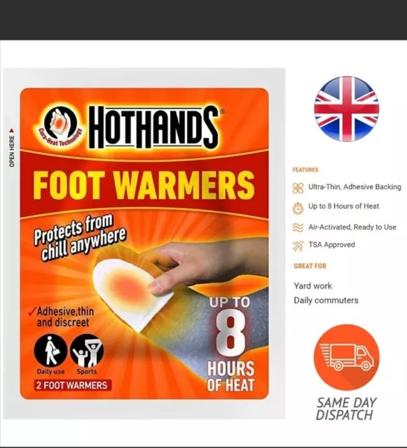 Hot Hands Foot Warmers-8 Hours of Heat Ideal for Skiing, Golf & Hiking Pk of 1