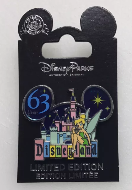 DLR 63rd Anniversary Logo Pin LE 2000 Disney 2018 Tinker Bell Mickey Ears Castle