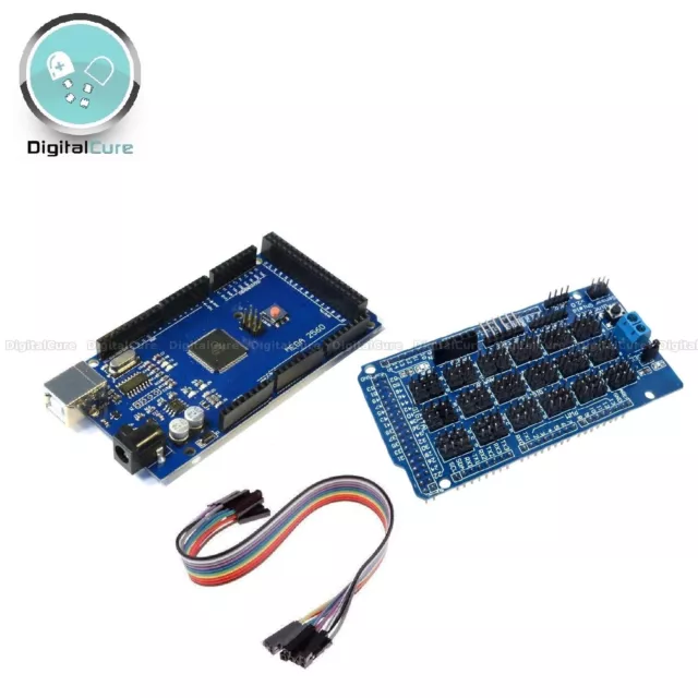 MEGA2560 R3 Arduino Compatible + Mega Sensor Shield V2.0 V2 ATmega2560