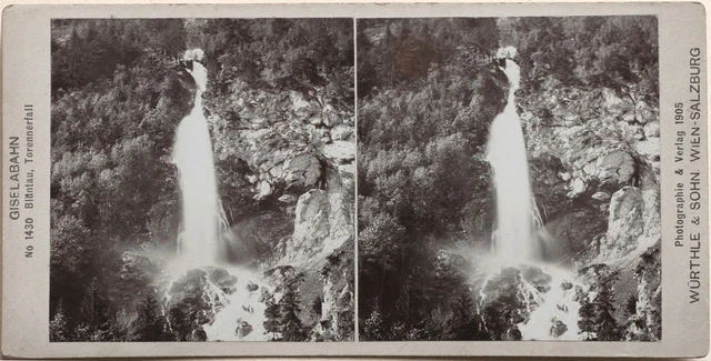 Original 1905 Stereoaufnahme SALZBURG Giselabahn, Bluntau WÜRTHLE