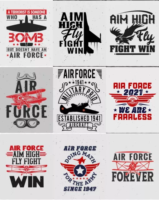 100 Air Force Designs Bundle (AI, DXF, EPS, JPG, PNG, SVG)