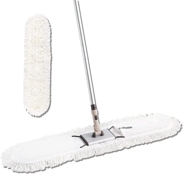 36" Professional Industrial Dust Mop Commercial Cotton Dust Mops Broom Telescopi