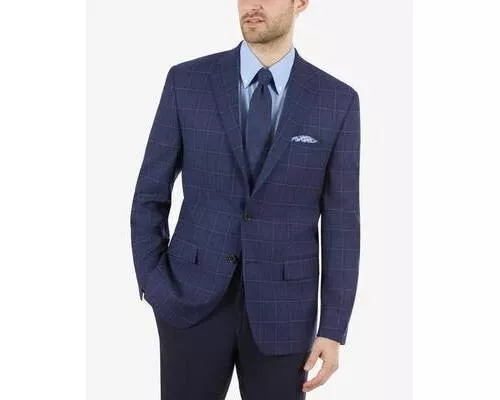 Lauren Ralph Lauren Ultra Flex Plaid Sport Coat Blazer Blue Size 48L MSRP $375