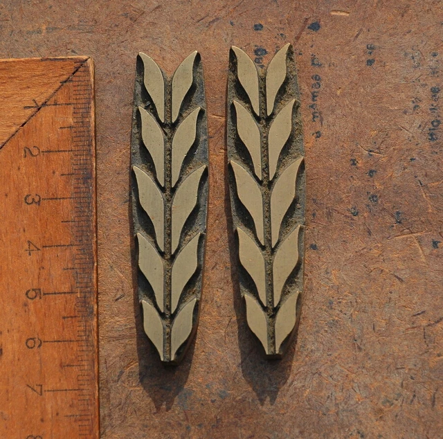 2x Messingornament Zierornament Messing Buchbinden Jugendstil Ornament vintage~.