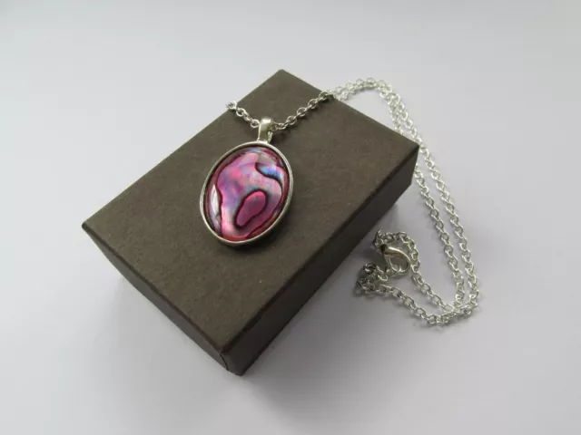 Wunderschöne rosa Abalone Muschel Anhänger Kette Halskette 11715/P handgefertigt verpackt Geschenk