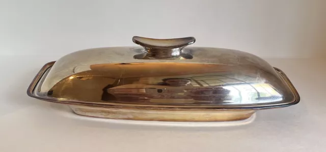 Vtg Retro Gorham E.P. Silver Plate Covered Butter Dish Glass Insert YC775 Rare