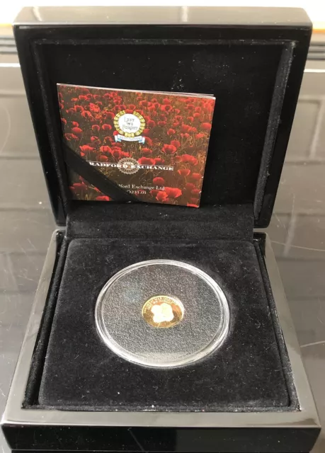 Quarter Sovereign Lest We Forget First World War 22ct Solid Gold Proof 1/4 Coin