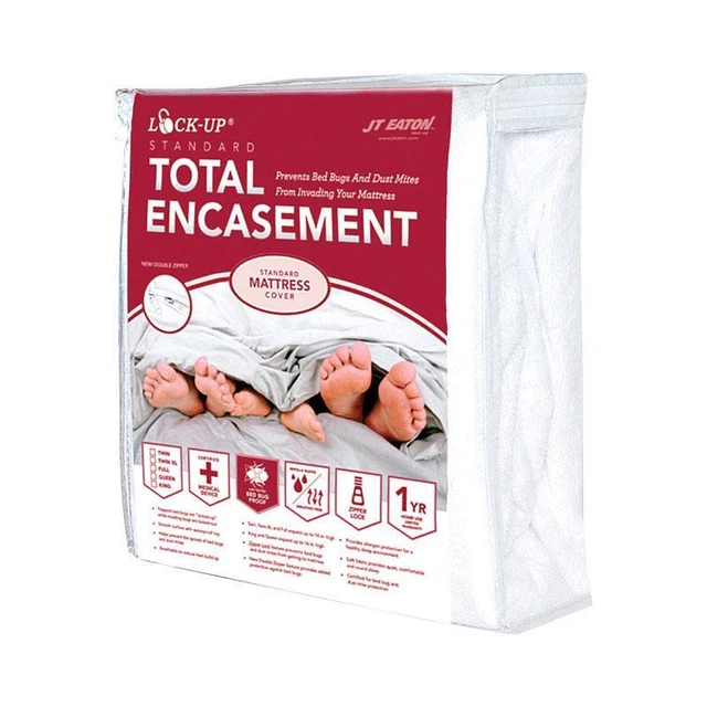 JT Eaton 83TWENC White Twin Mattress Encasement Cover 14 Hx39 Wx75 D in.