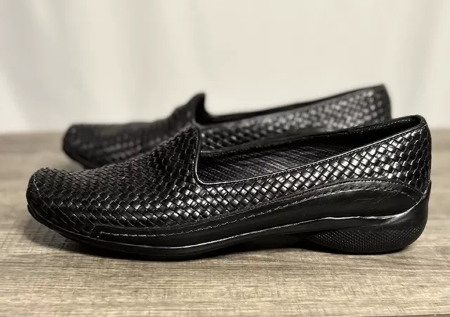 Sesto Meucci Neda Slip On Loafer Women’s 8N Black Woven Leather Made In Italy