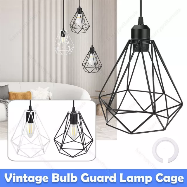 Vintage Cage Metal Pendant Light Shade Wire Diamond Ceiling Industrial lampshade