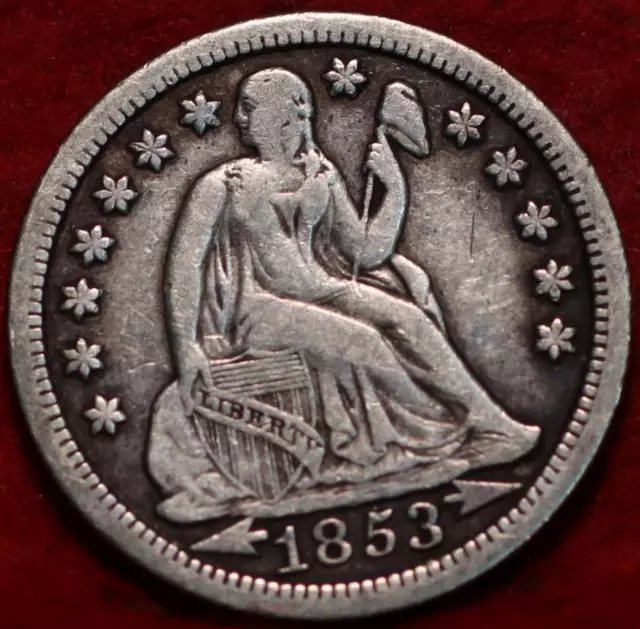 1853 Philadelphia Mint Silver Seated Liberty Half Dime with Arrows