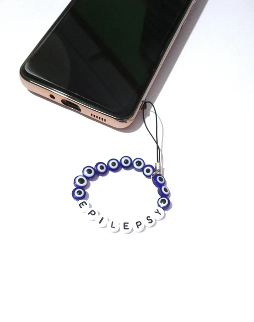 Medizinischer Alarm Warnung Notfall Telefon Charm Acryl Böser Blick Perle Elastisch