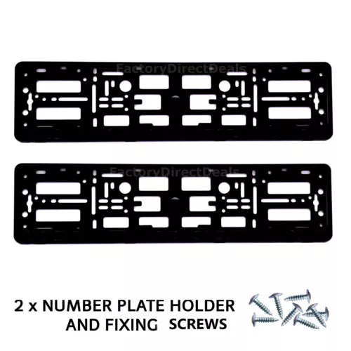 2 x Black Number Plate Surrounds Holder Frame For Audi Sport Cars + Free Fixing